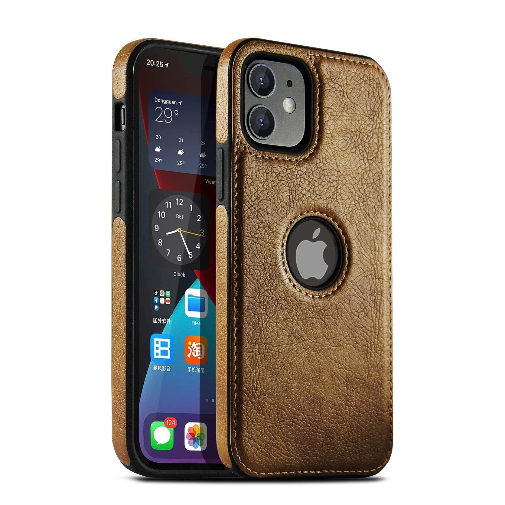 Case iPhone Slim Luxo de Couro com Destaque Maçã