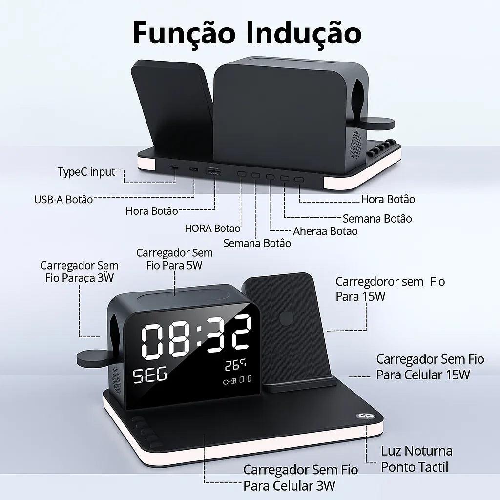 Estação de carregamento 7 em 1 sem fio 30 W